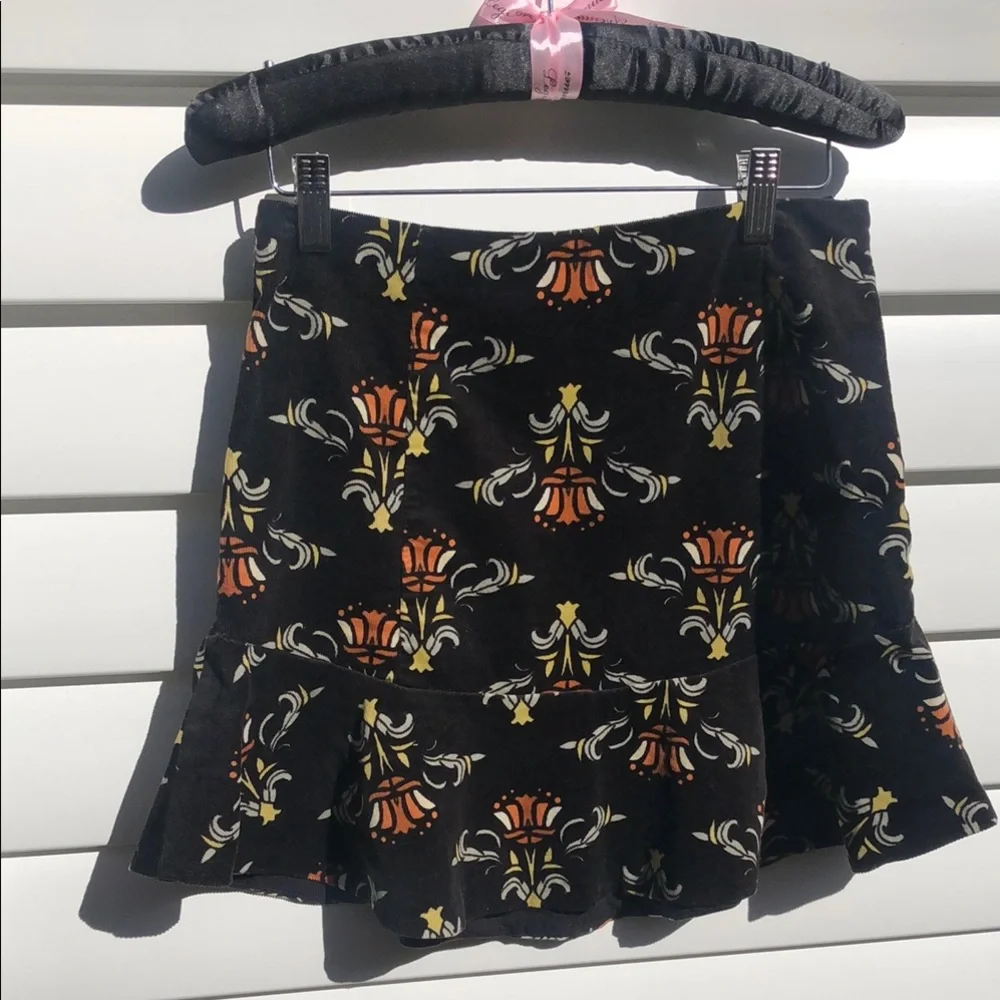 Free People Black and Orange Ruffled Mini Skirt - Picture 4 of 10